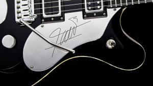 Farin Urlaub Signature Guitar - pickguard with the engraved signature of Farin
